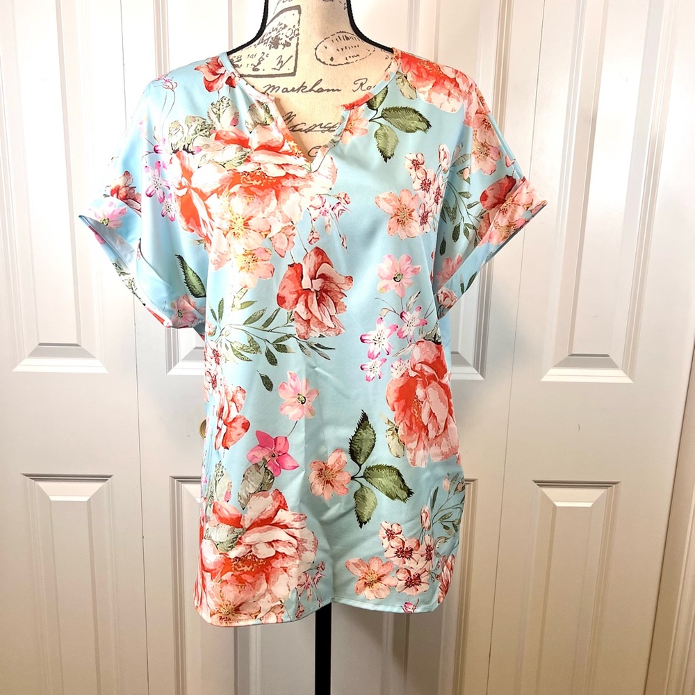 Light Blue Floral Blouse